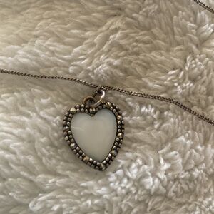 Vintage Sterling Silver Italian chain & sterling silver marcasite heart pendant